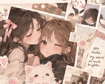 Ilustrasi couple romantis dengan kucing